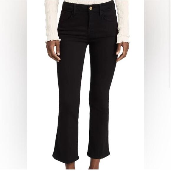 FRAME Le Crop Mini Boot Jeans Black Size 29 - Picture 3 of 9